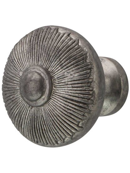 Sunburst Cabinet Knob - 1 1/2 inch Diameter in Silver Antique.